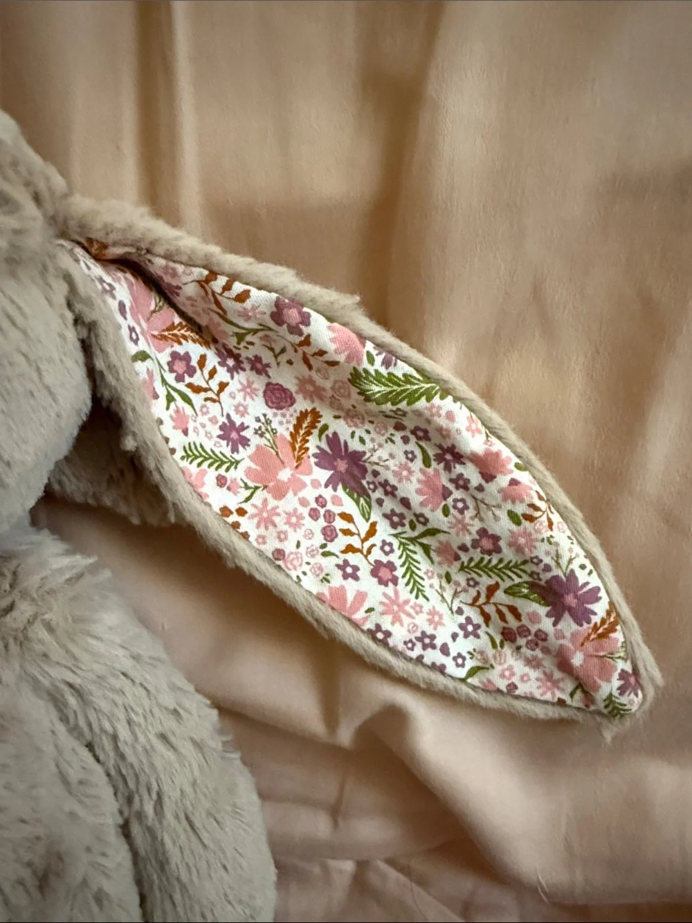 Jellycat Blossom Beige Plush Bunny with Floral Inner Ears